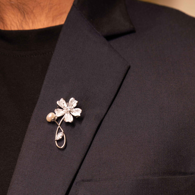 Adya Pearl White Blossom Brooch Cum Pendant