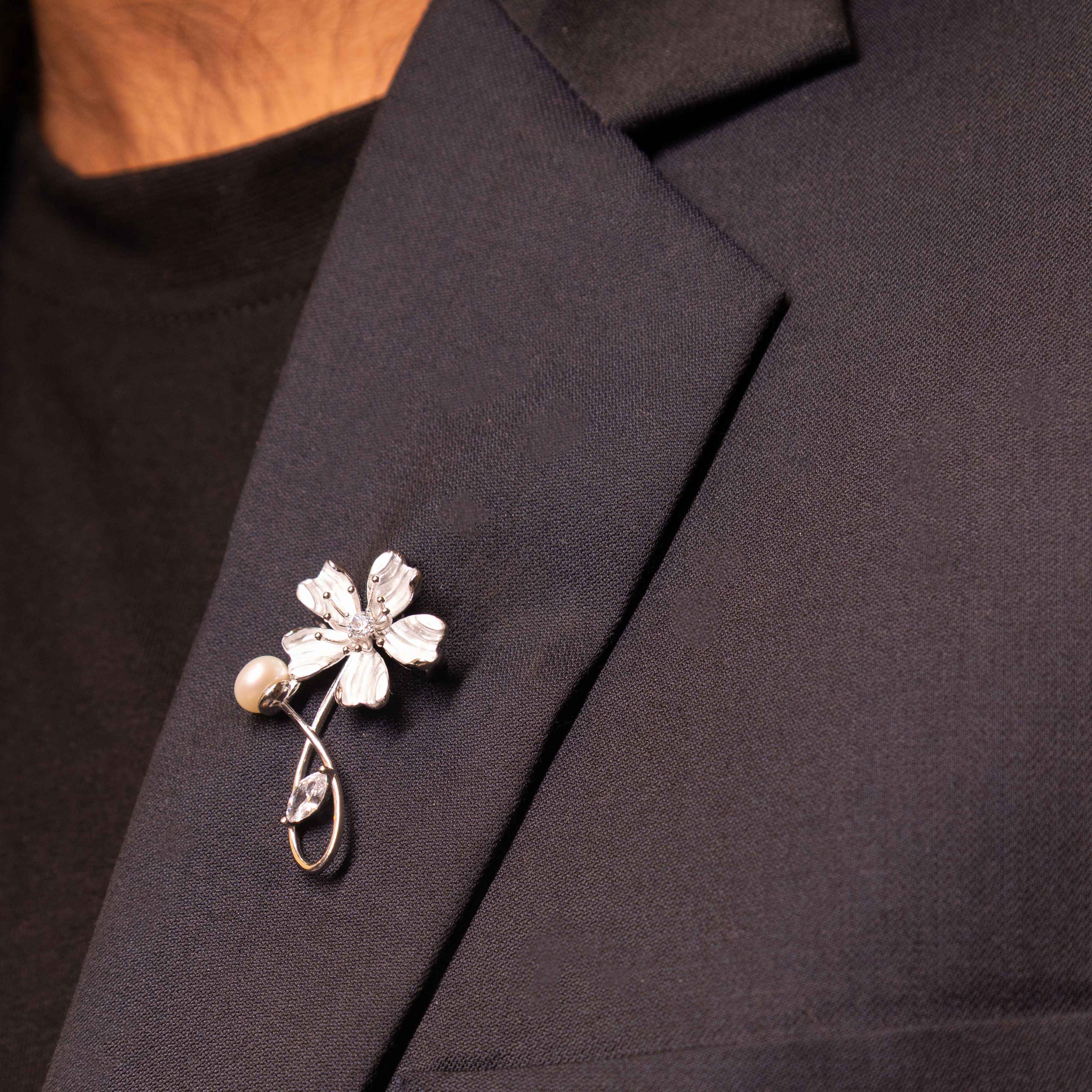Adya Pearl White Blossom Brooch Cum Pendant