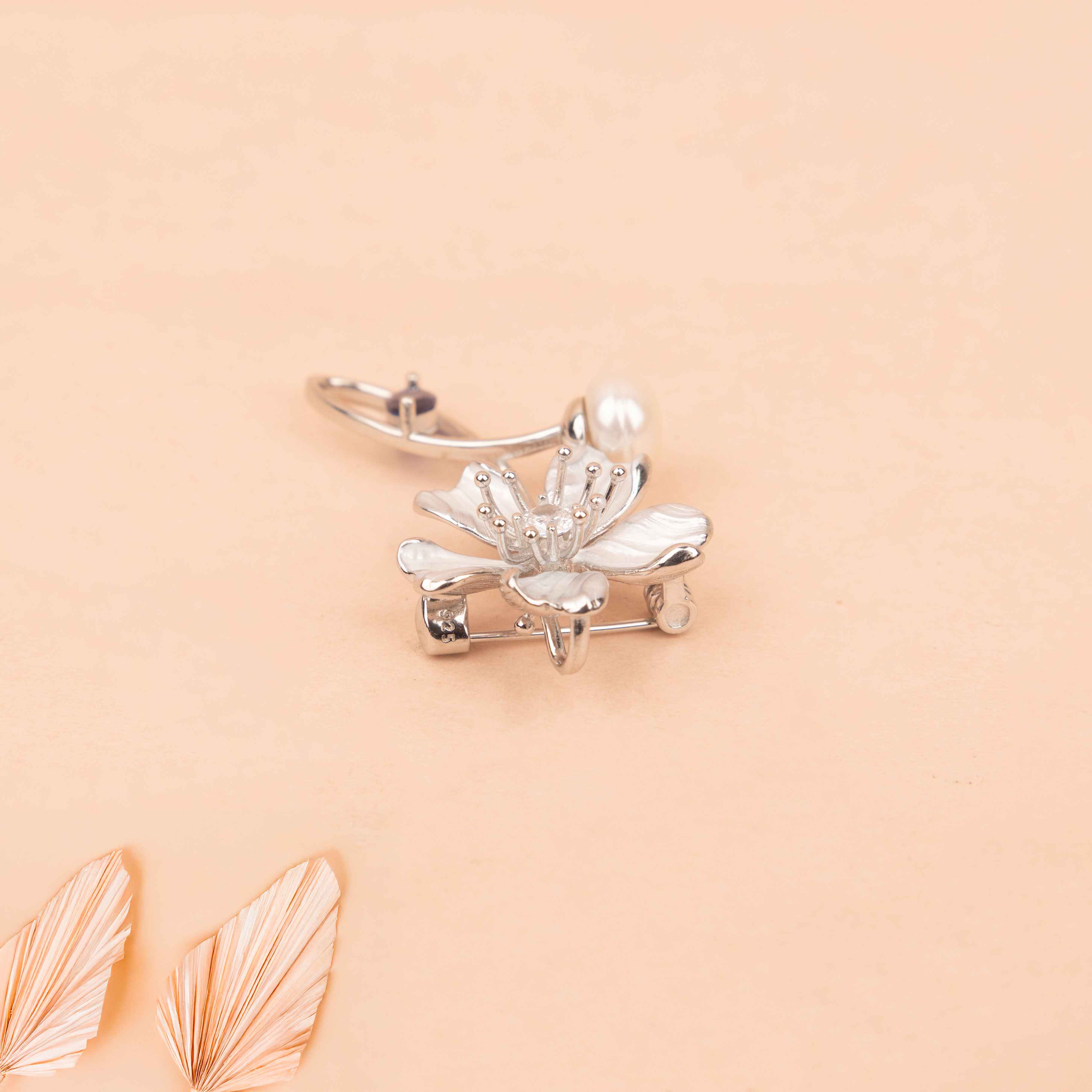 Adya Pearl Blue Blossom Brooch Cum Pendant