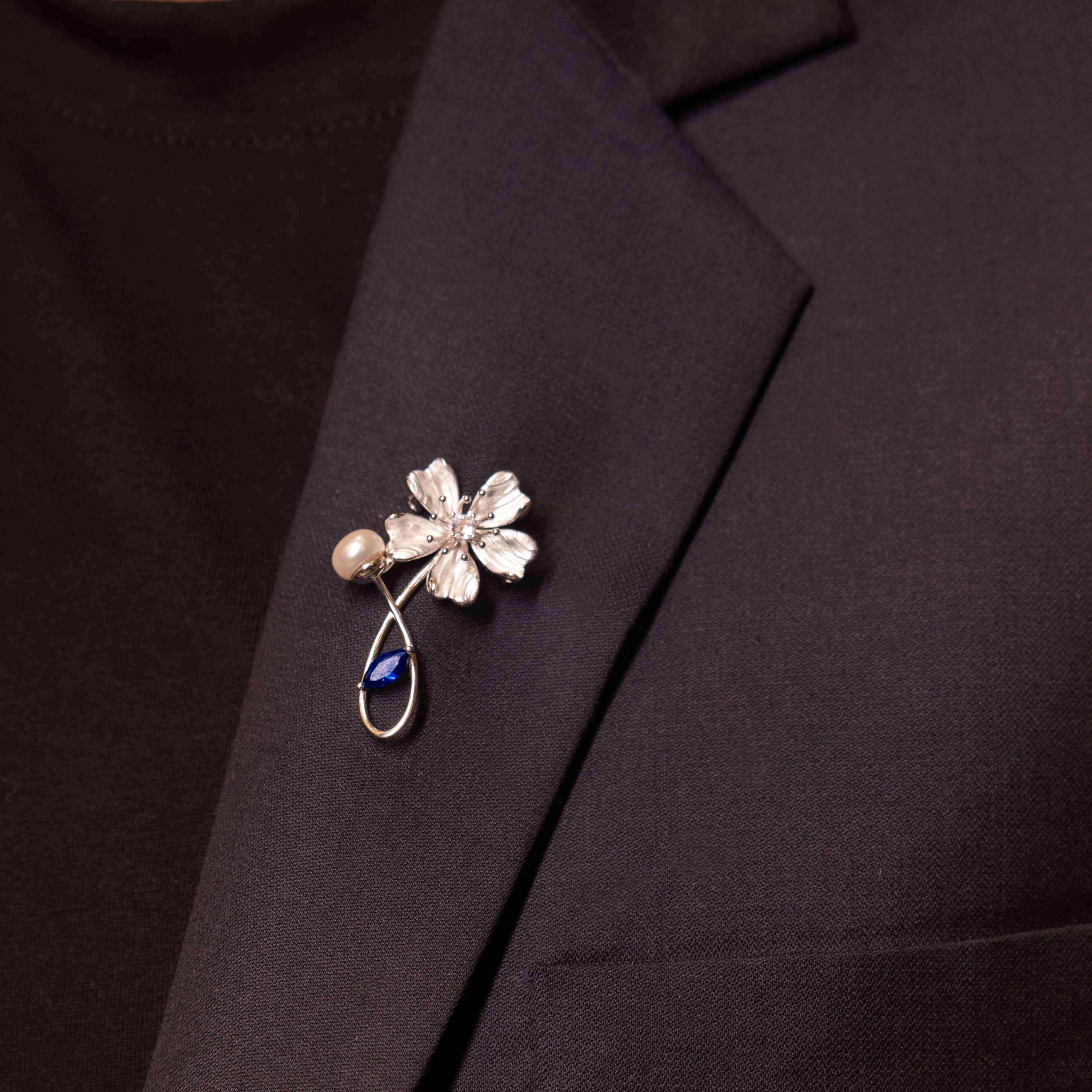Adya Pearl Blue Blossom Brooch Cum Pendant