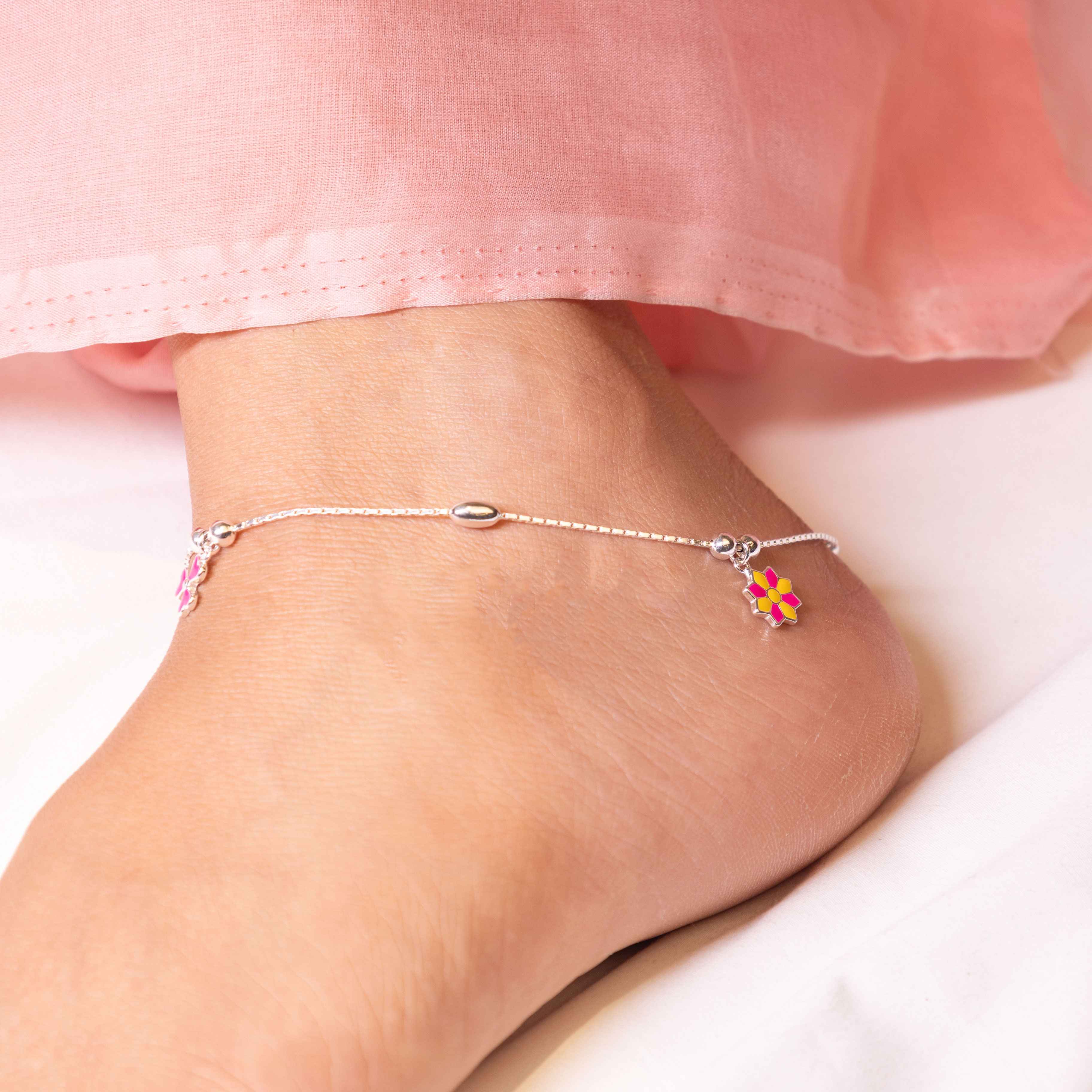 Adya Pink Bloom Anklet