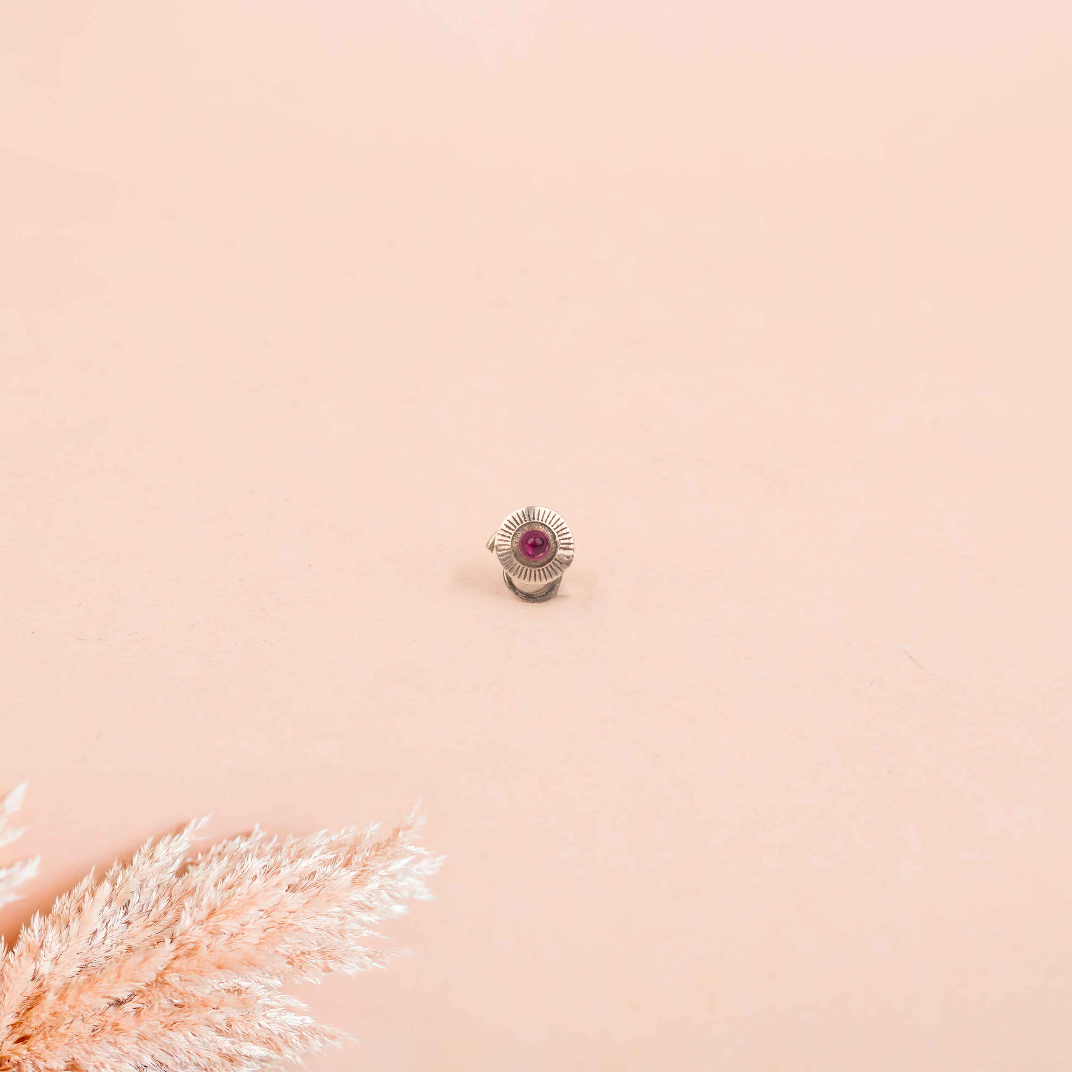 Adya Round Groove Pink Pierced Nose Ring