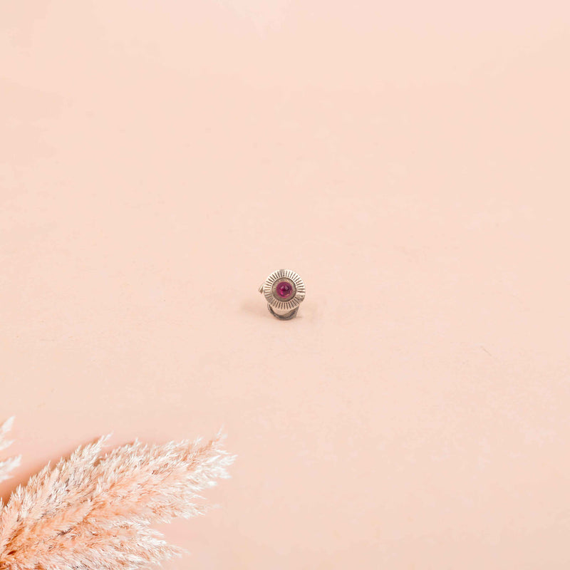 Adya Round Groove Pink Pierced Nose Ring