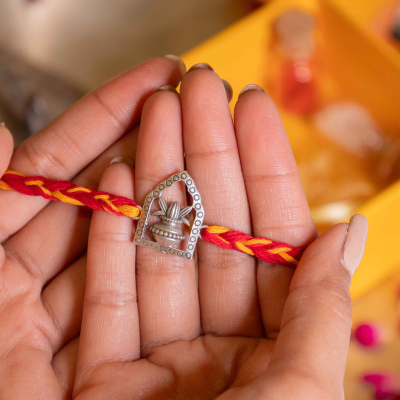 925 pure silver shubh kalash rakhi