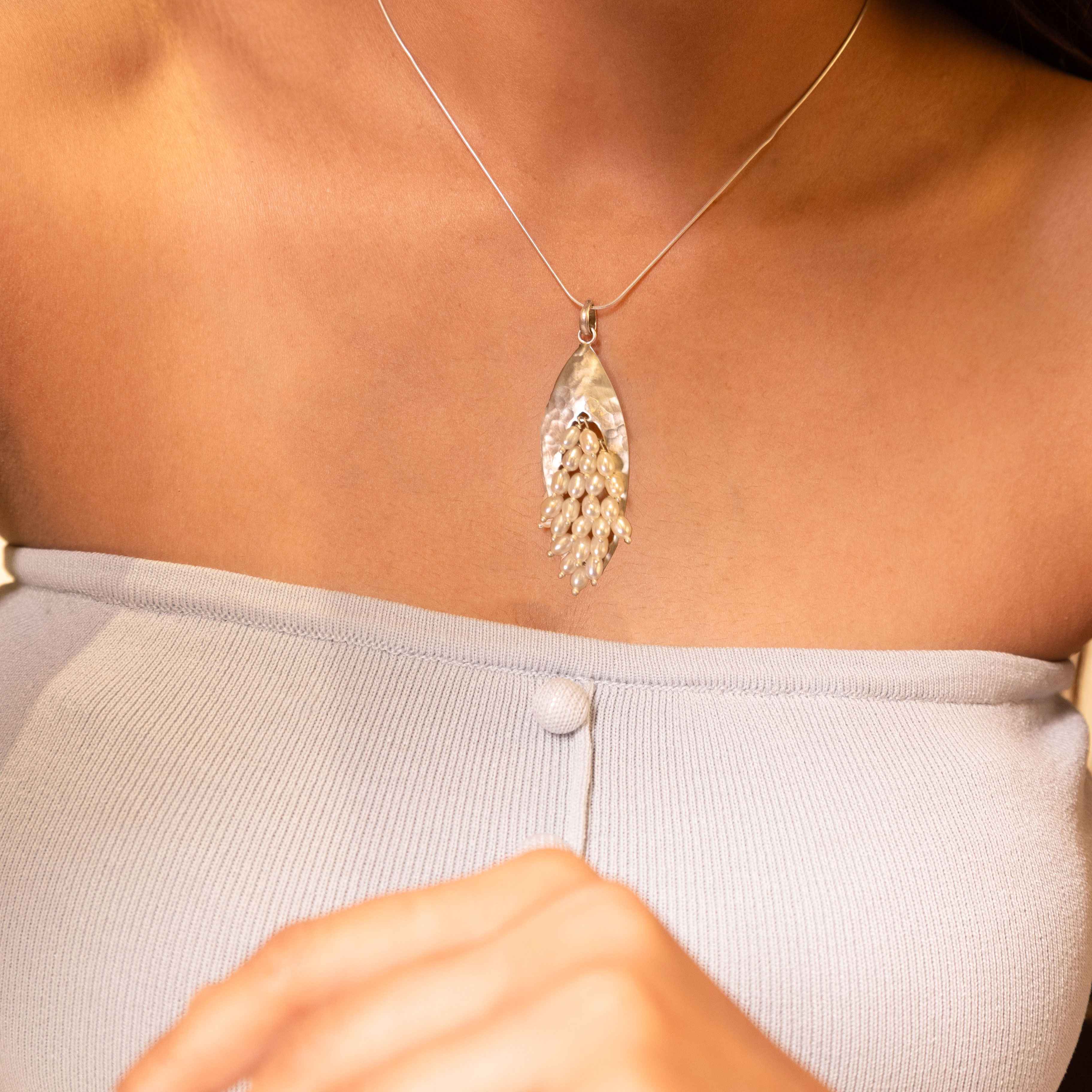 Adya Textured Pearl Bunch Necklace