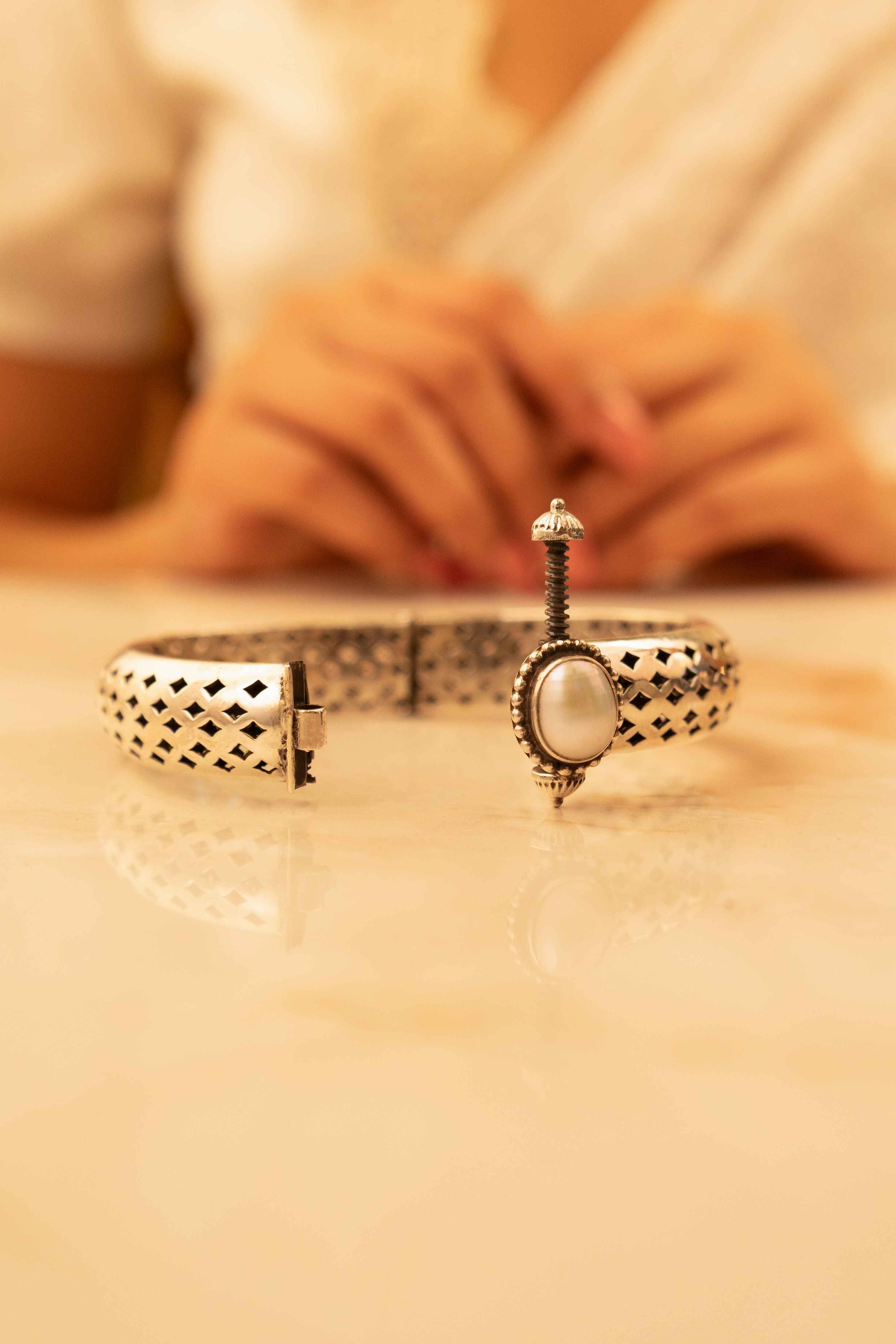 Adya Carved Pearl Embossed Classic Kada