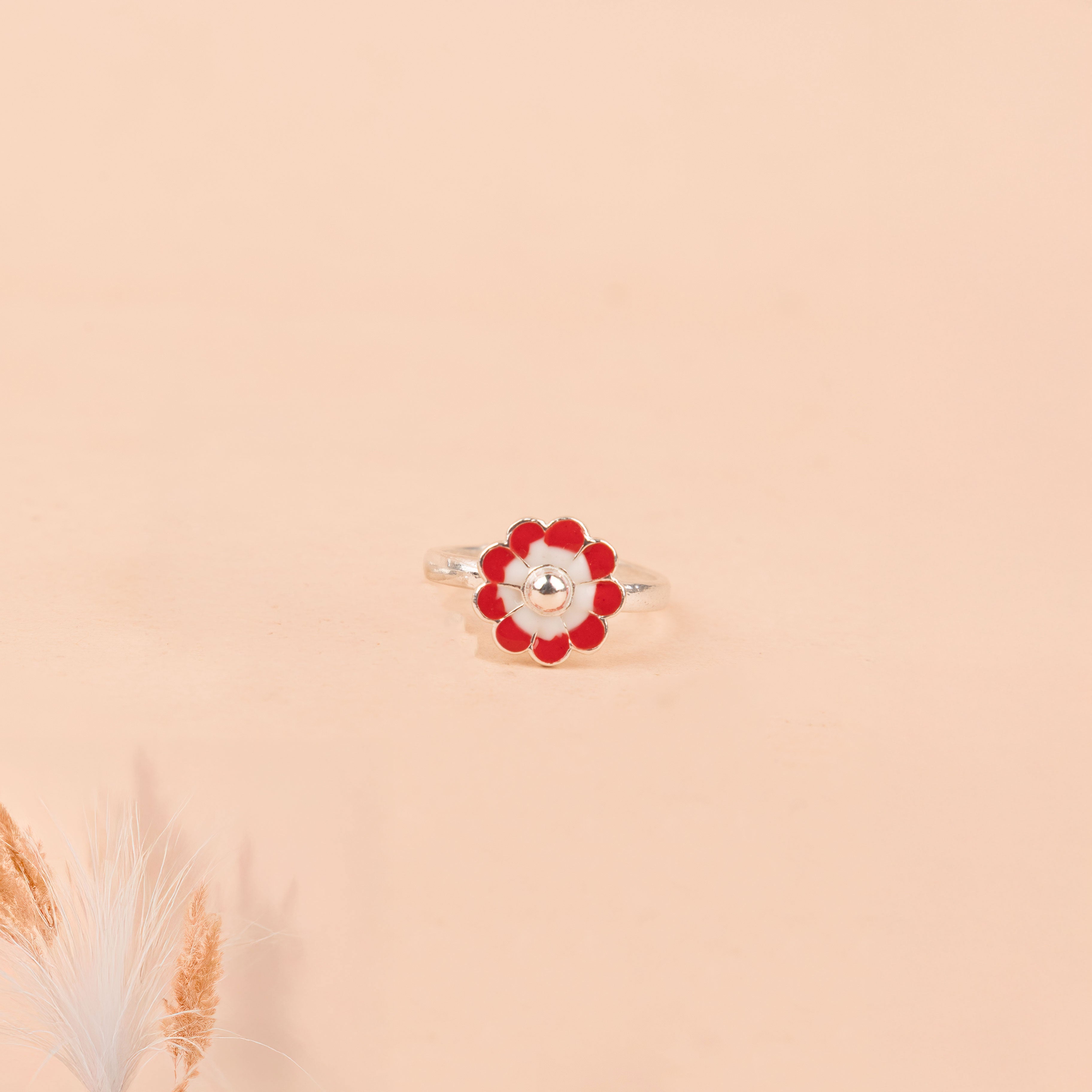 Adya Crimson Flower Midi Ring