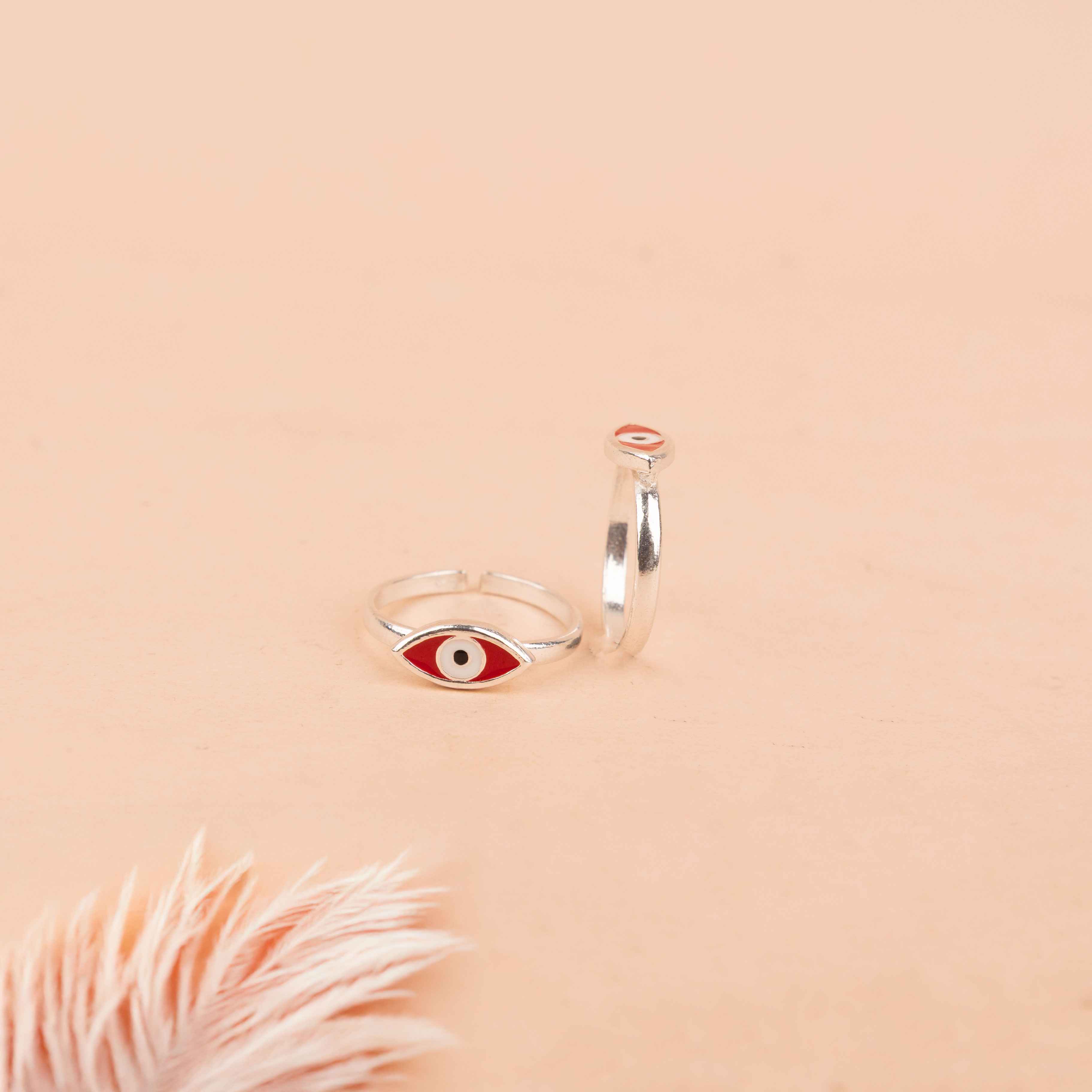 Adya Red Nazar Toe Ring Cum Midi Ring