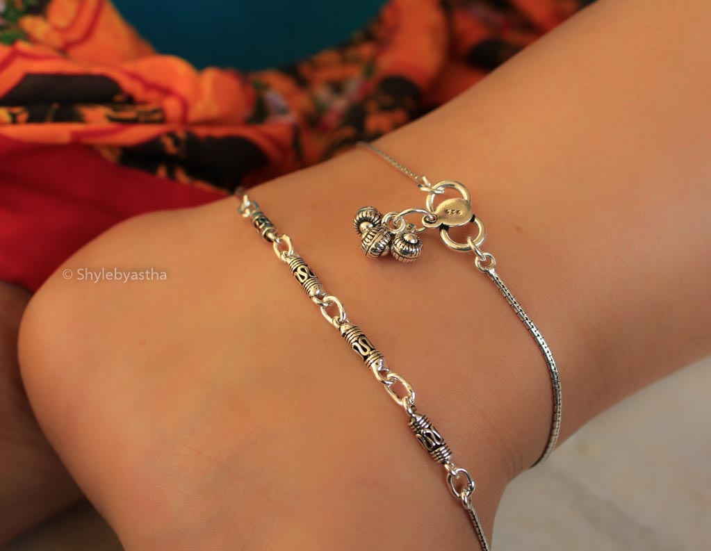 Adya Mini Drum Quirky Silver Anklet