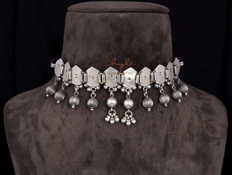 92.5 sterling silver Anvaya Detailed Rawa Ghughri Necklace, view 4