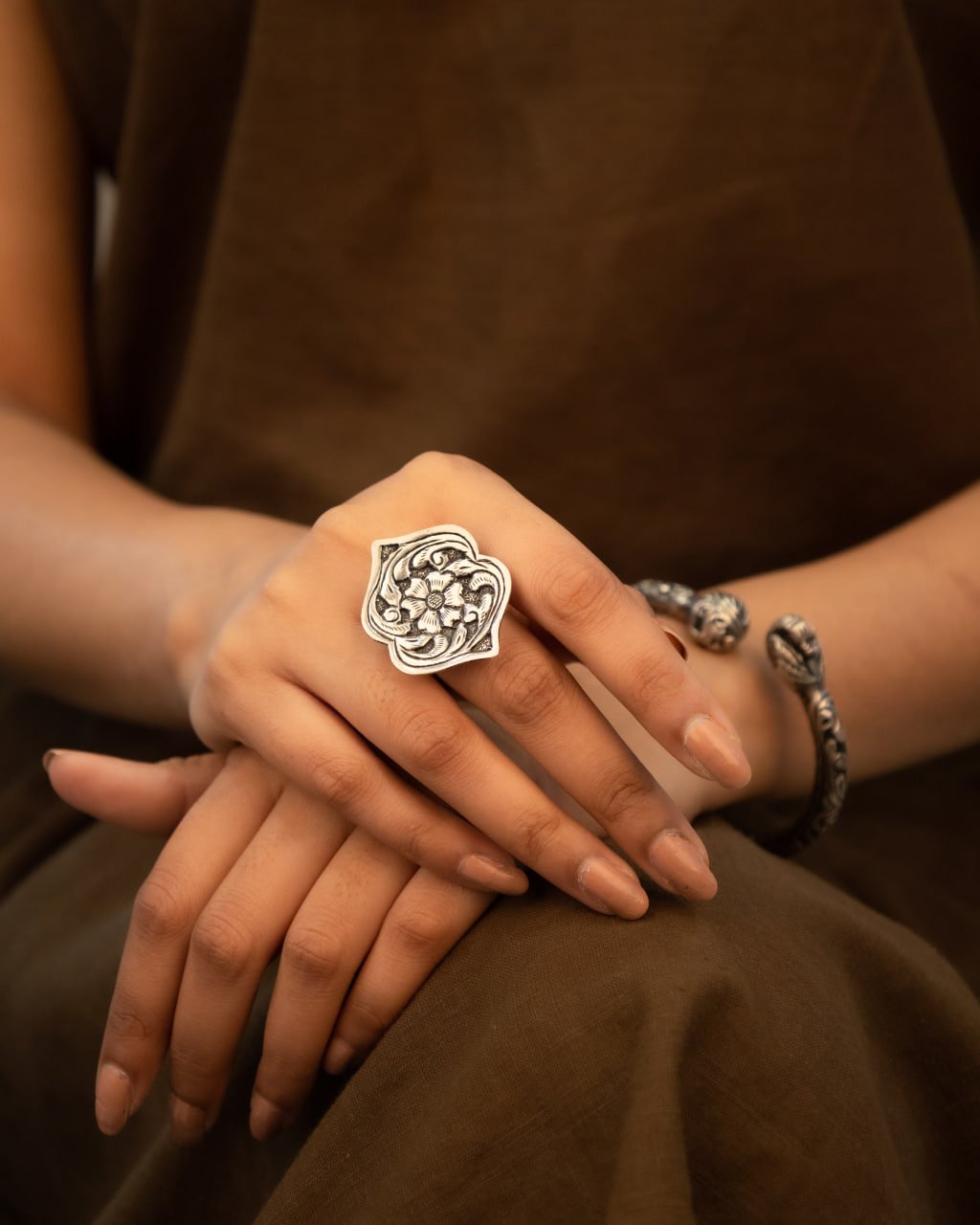 Anvaya flora vintage inspired chitai ring