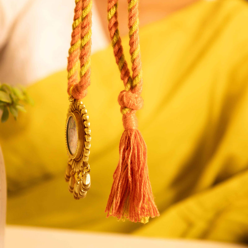 Anvaya Pichwai Handpainted Nandi Dori Necklace