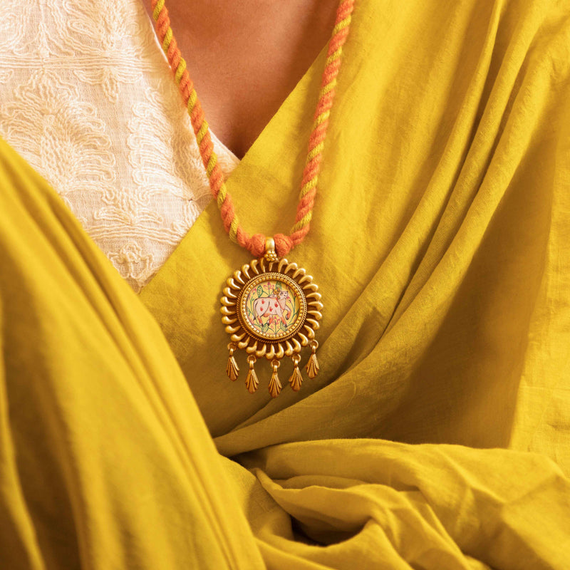 Anvaya Pichwai Handpainted Nandi Dori Necklace