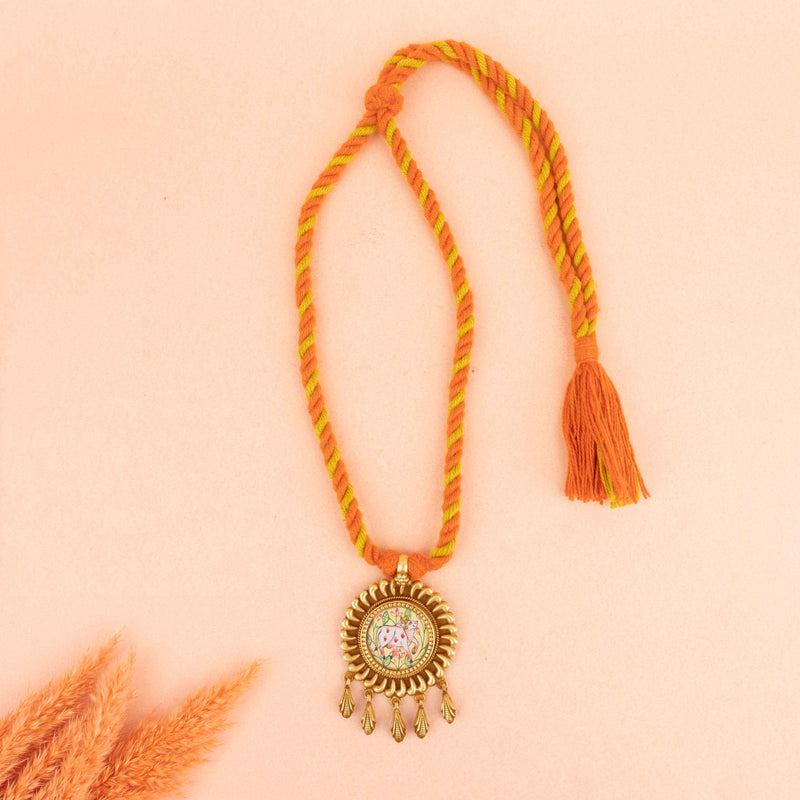 Anvaya Pichwai Handpainted Nandi Dori Necklace