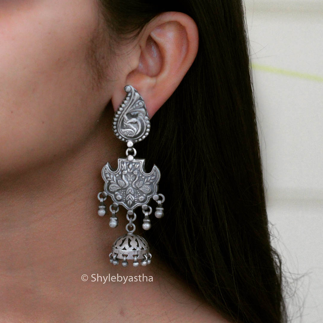 Anvaya Peacock Art Jhumkis