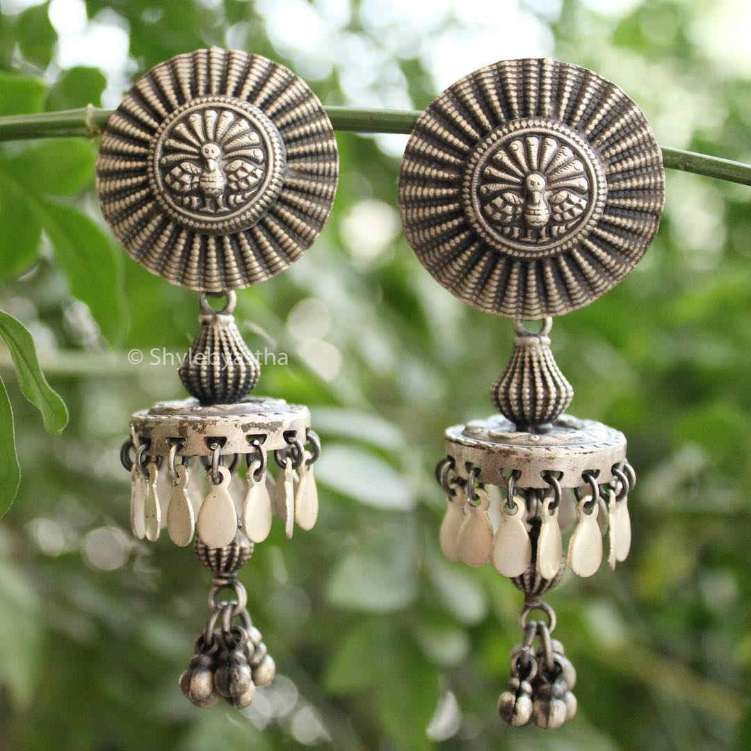 Anvaya Peacock Motif Jhumka