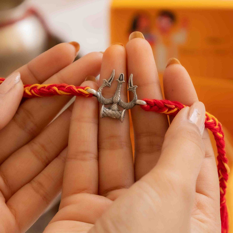 925 pure silver Shiva trishul rakhi