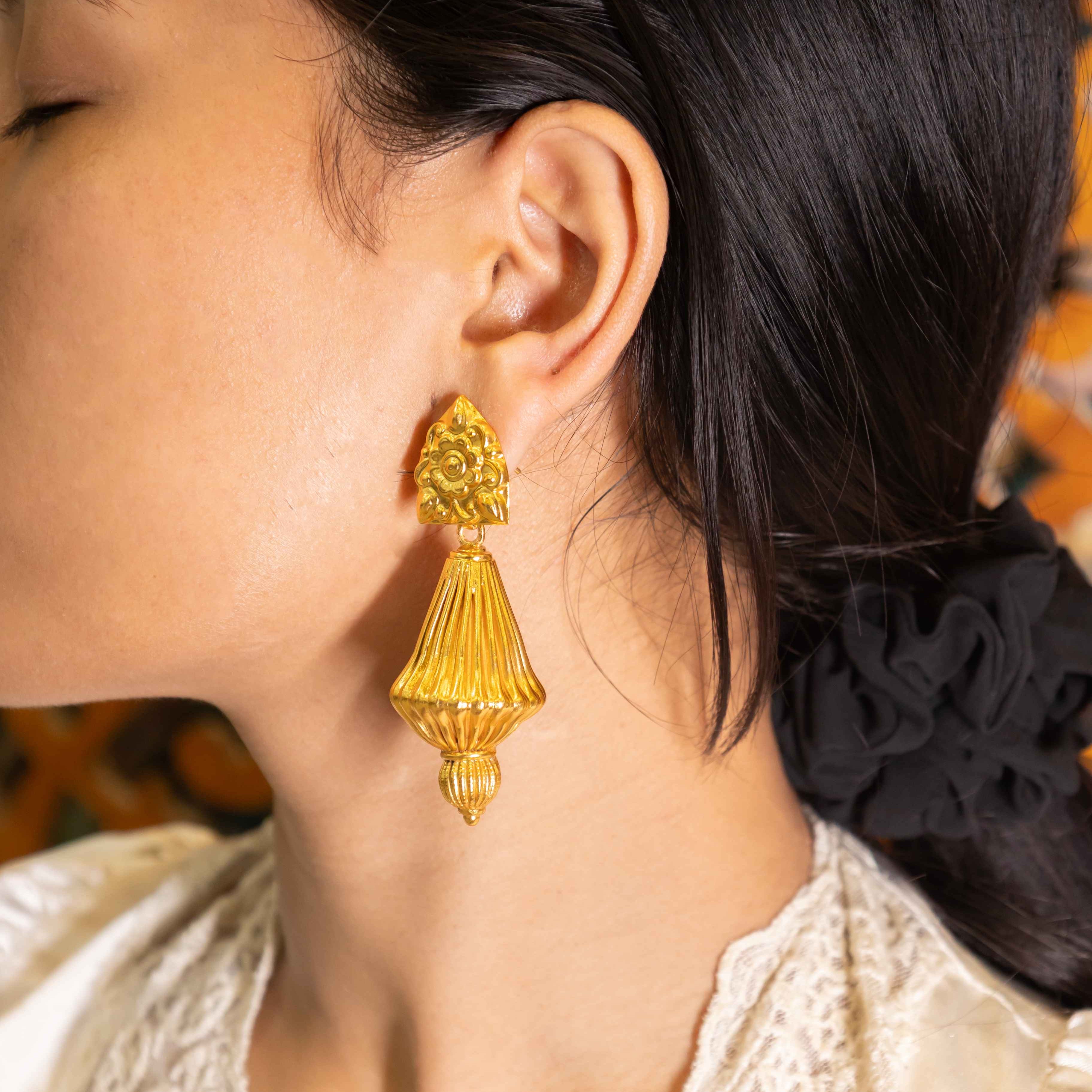 Anvaya Vintage Inspired Bold Drop Earrings