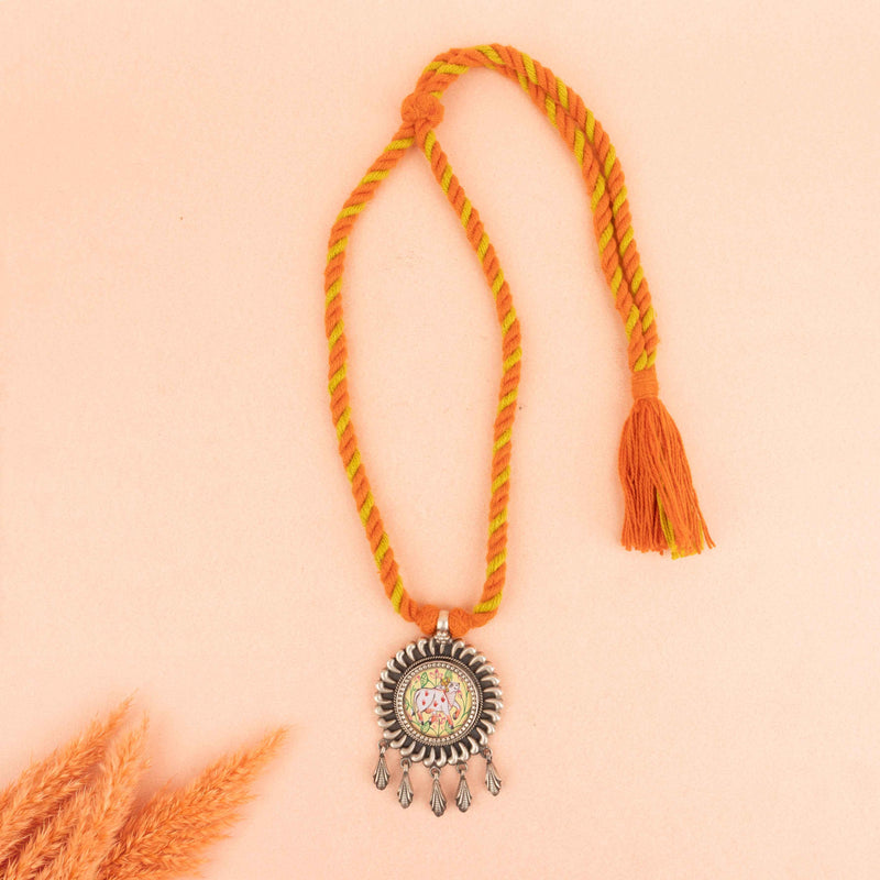 Anvaya Pichwai Handpainted Nandi Dori Necklace