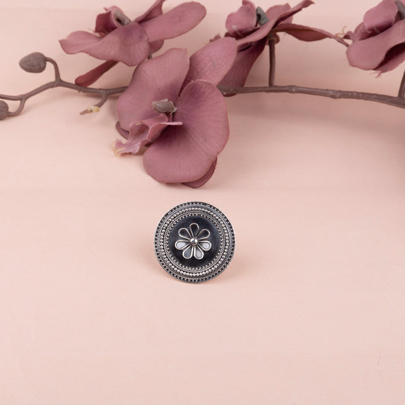 Anvaya sequence flower motif ring