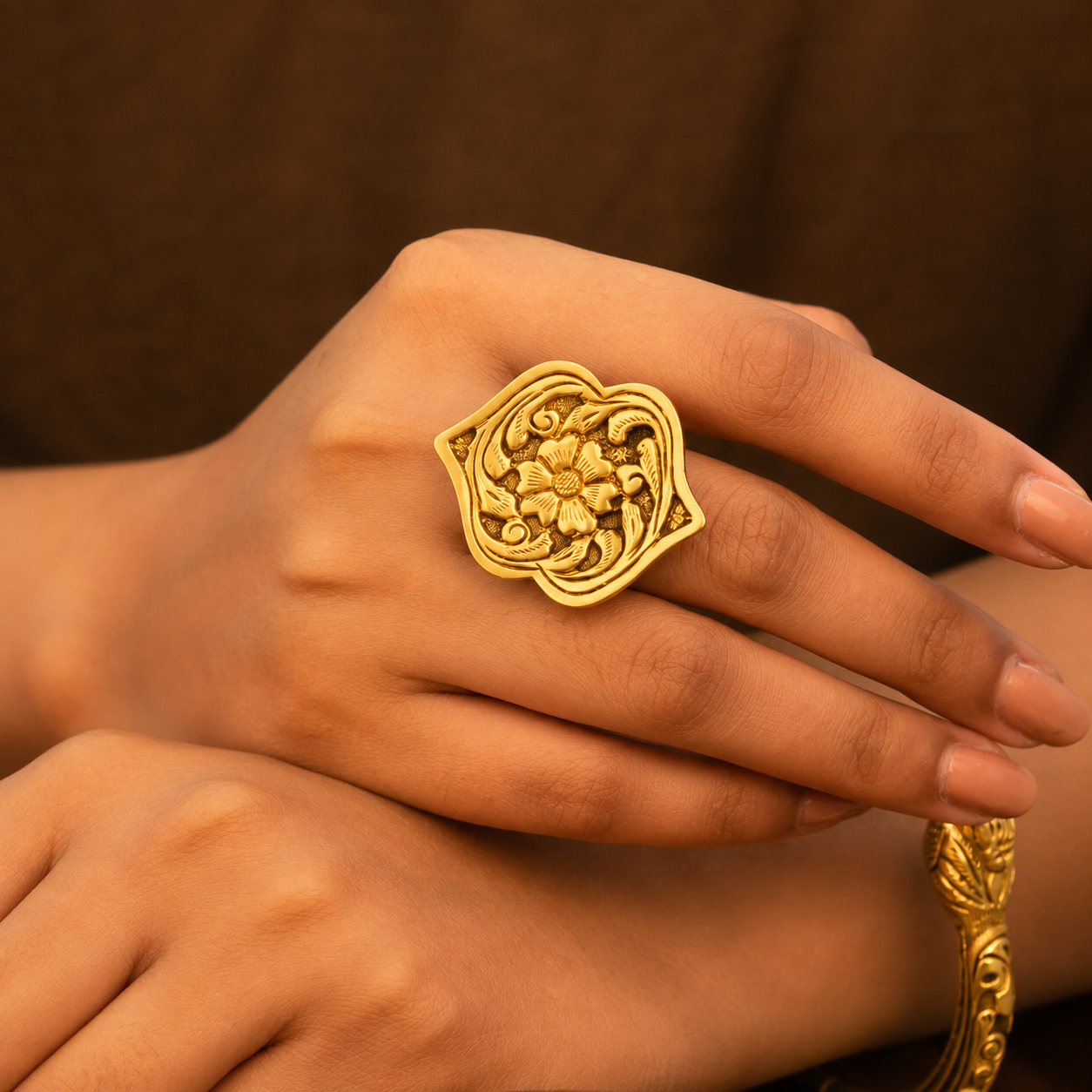 Anvaya flora vintage inspired chitai ring