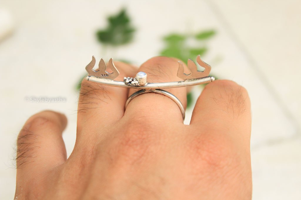 Moh Shiva Double Trishul Unisex Ring