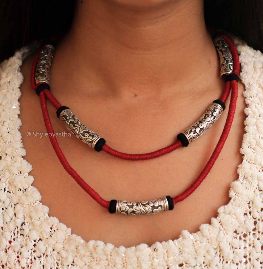 Anvaya Intricate Chitai Handwoven Necklace