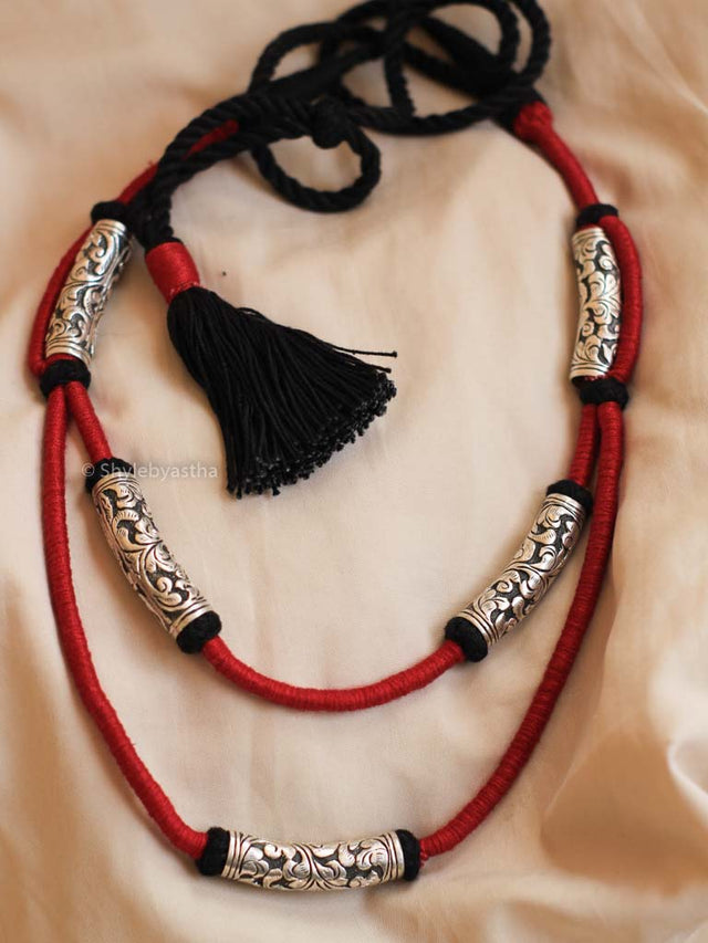 Anvaya Intricate Chitai Handwoven Necklace