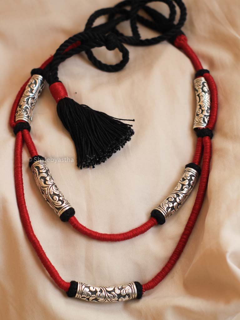 Anvaya Intricate Chitai Handwoven Necklace