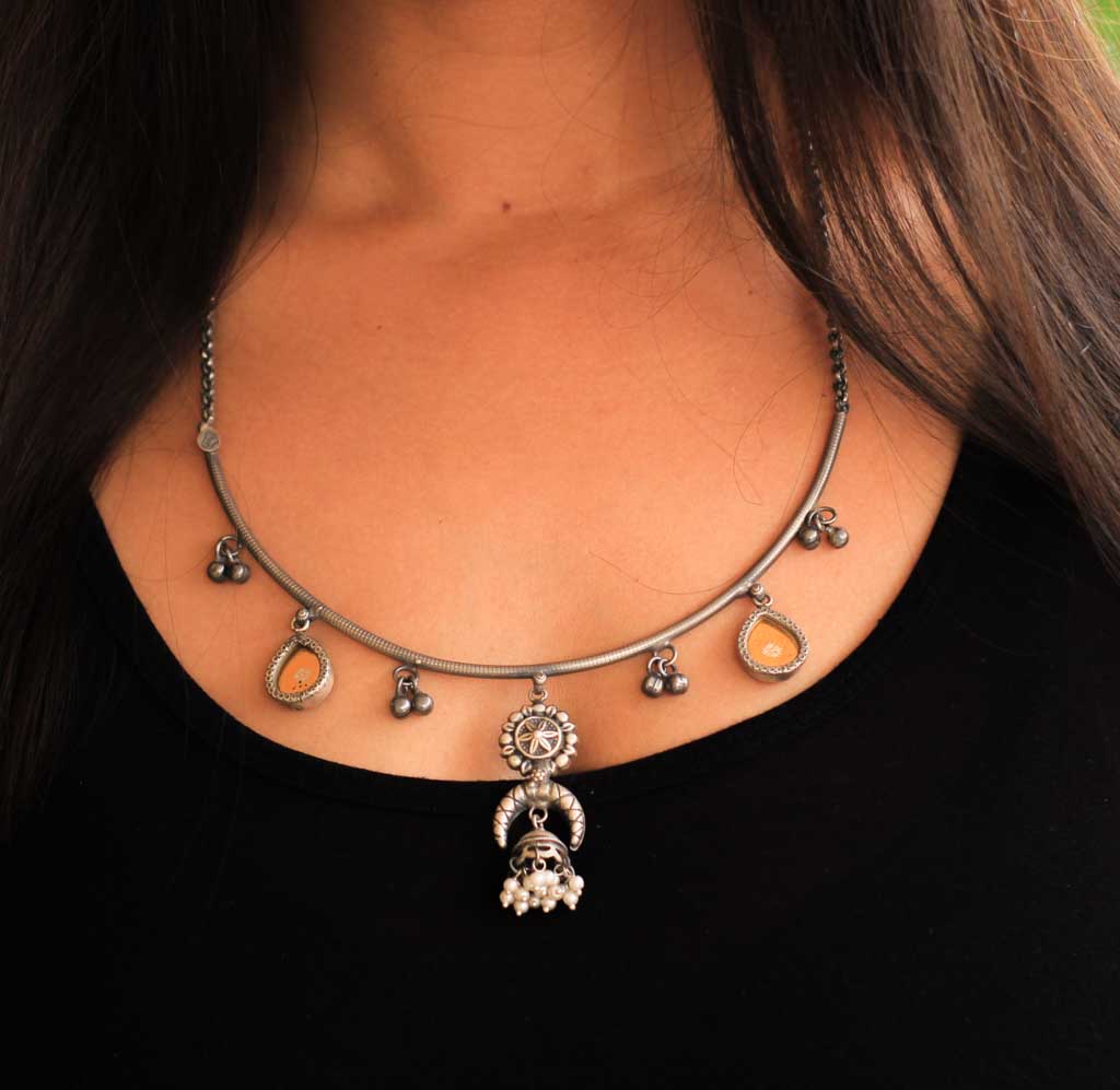 Dulari Yellow Handpainted Quirky Necklace