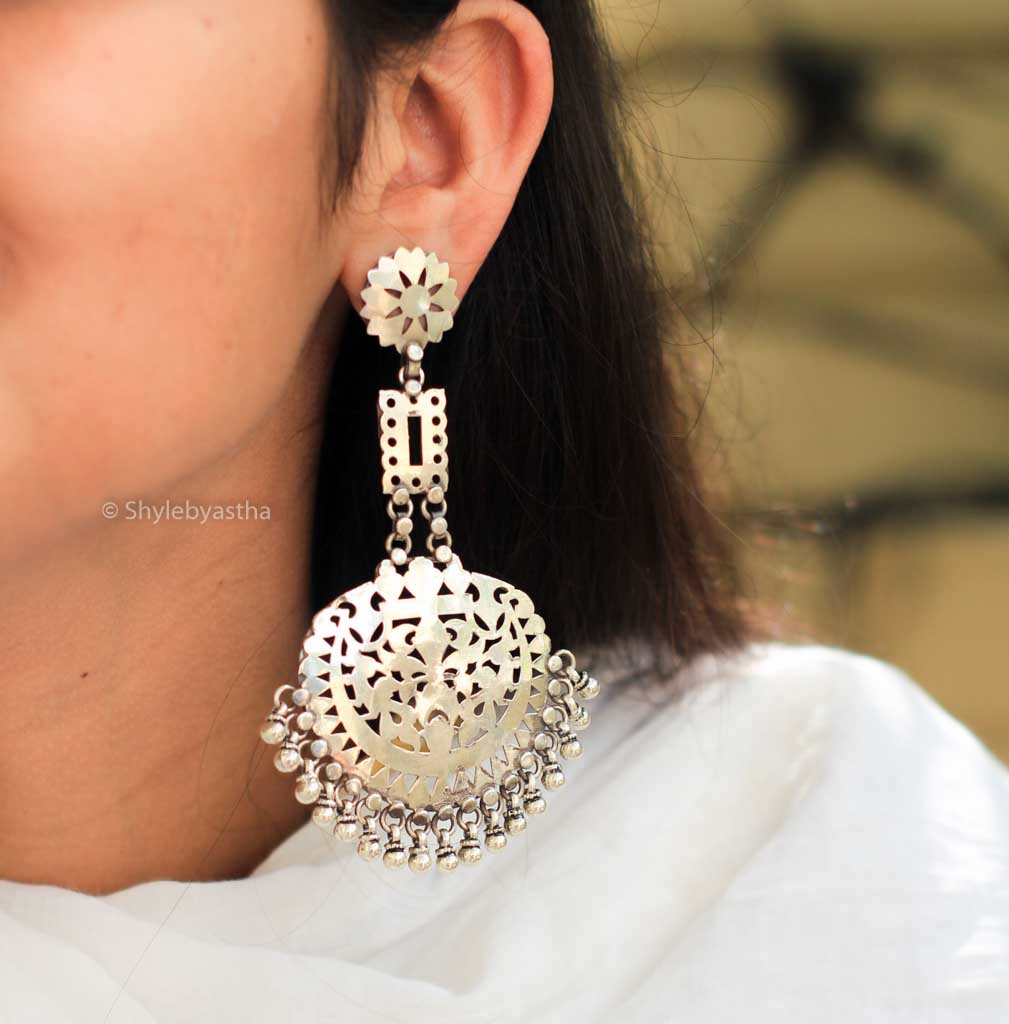 Dulari Carved Earrings model