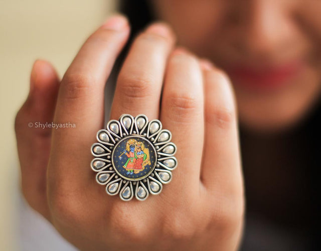 Anvaya RadhaKrishna Handpainted Ring
