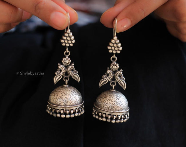 Dulari Mini Parrot Textured Jhumka model
