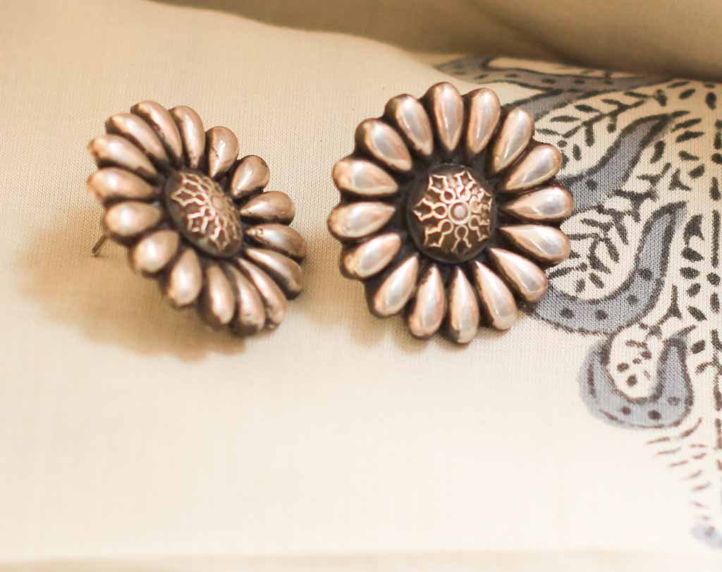 Moh Embossed Flower Studs