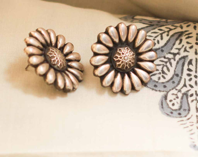 Moh Embossed Flower Studs