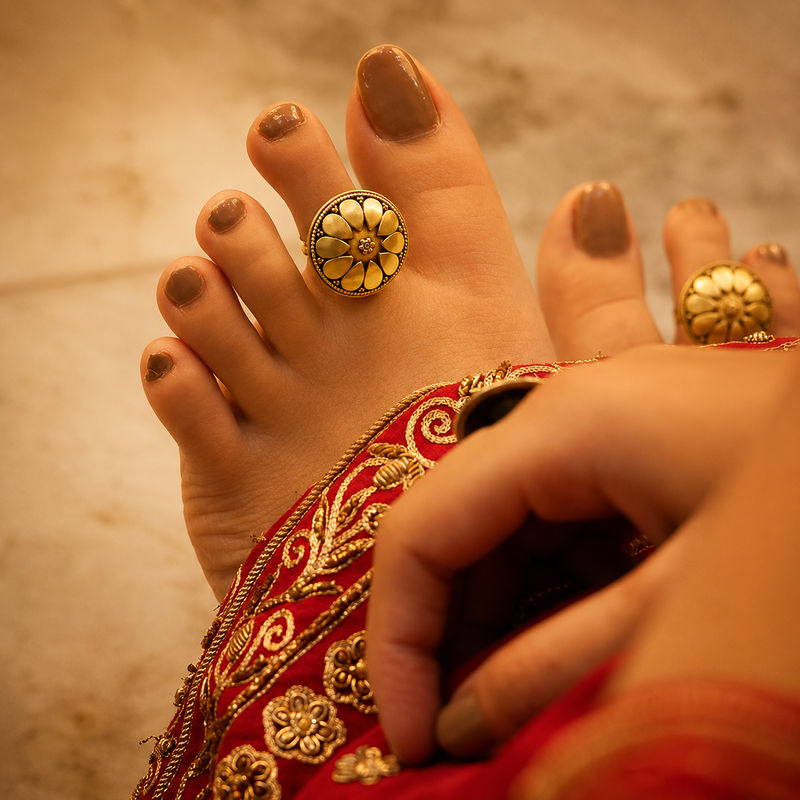 Moh Intricate Petal Toe Ring
