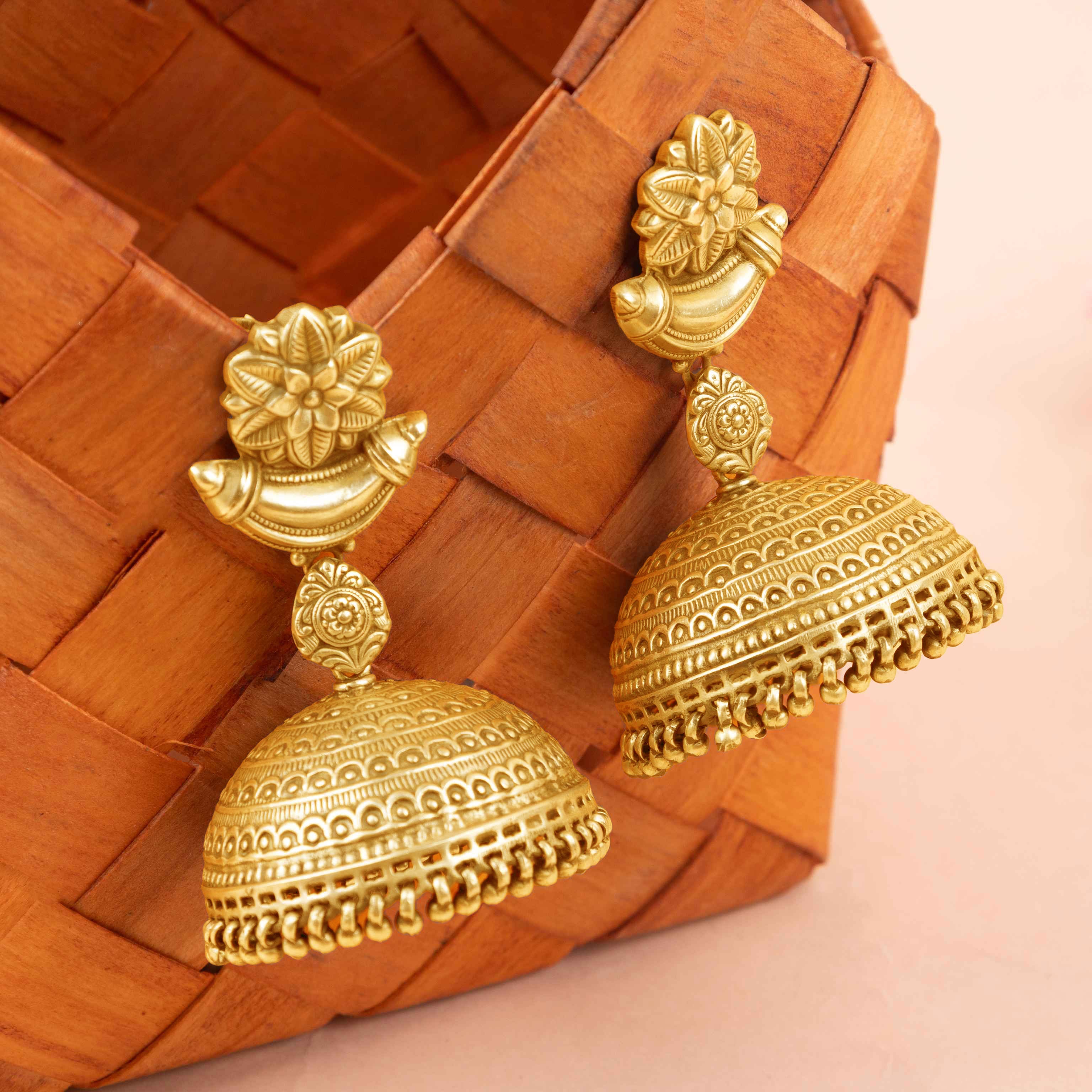 Dulari Intricate Flower Motif Grand Jhumka