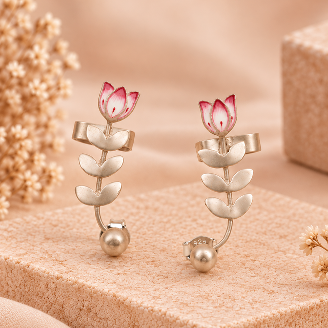 Dulari Enamel Lotus Earcuff