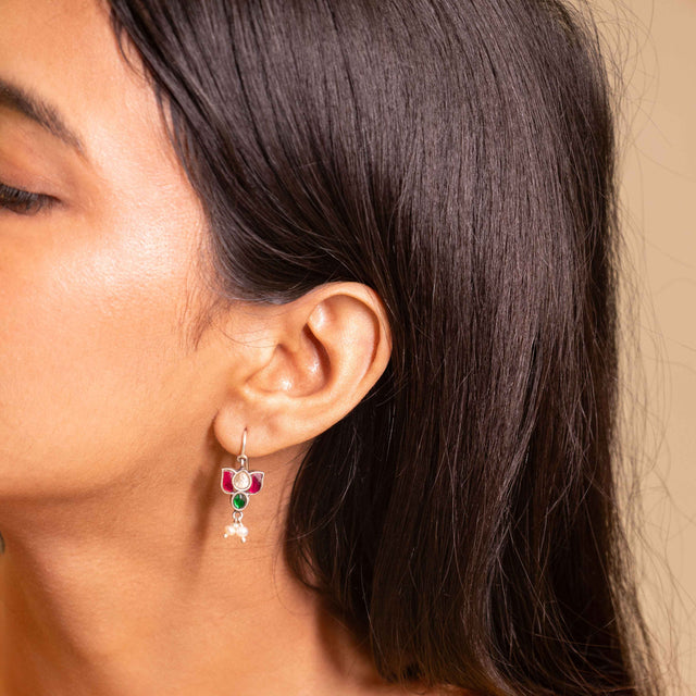 Dulari Kundan Lotus Flora Dangling Two Way Earring