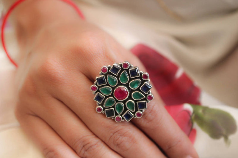 Essence Multicolored Stone Studded Ring