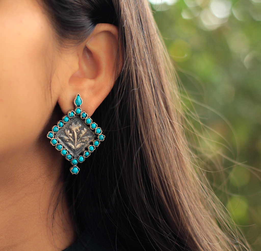 Essence Turquoise Chitai Art Earrings