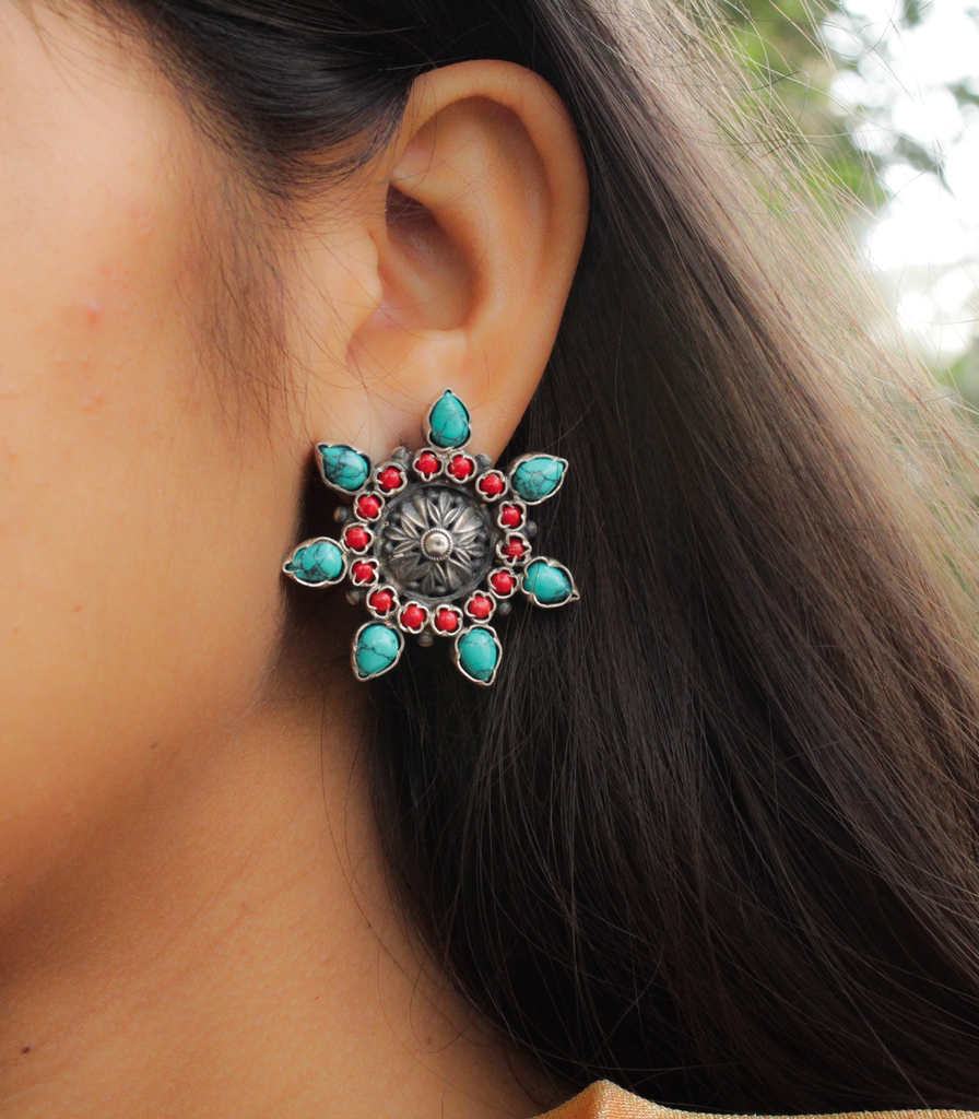 Essence Turquoise Coral Studs