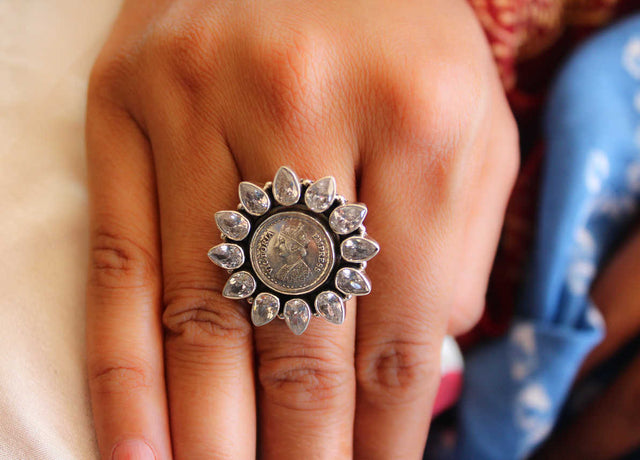 Essence Victorian Coin Zircon Ring