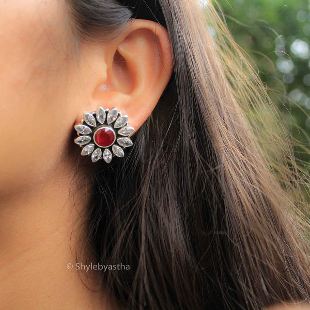 Essence Zircon Ruby Studded Pendant Set