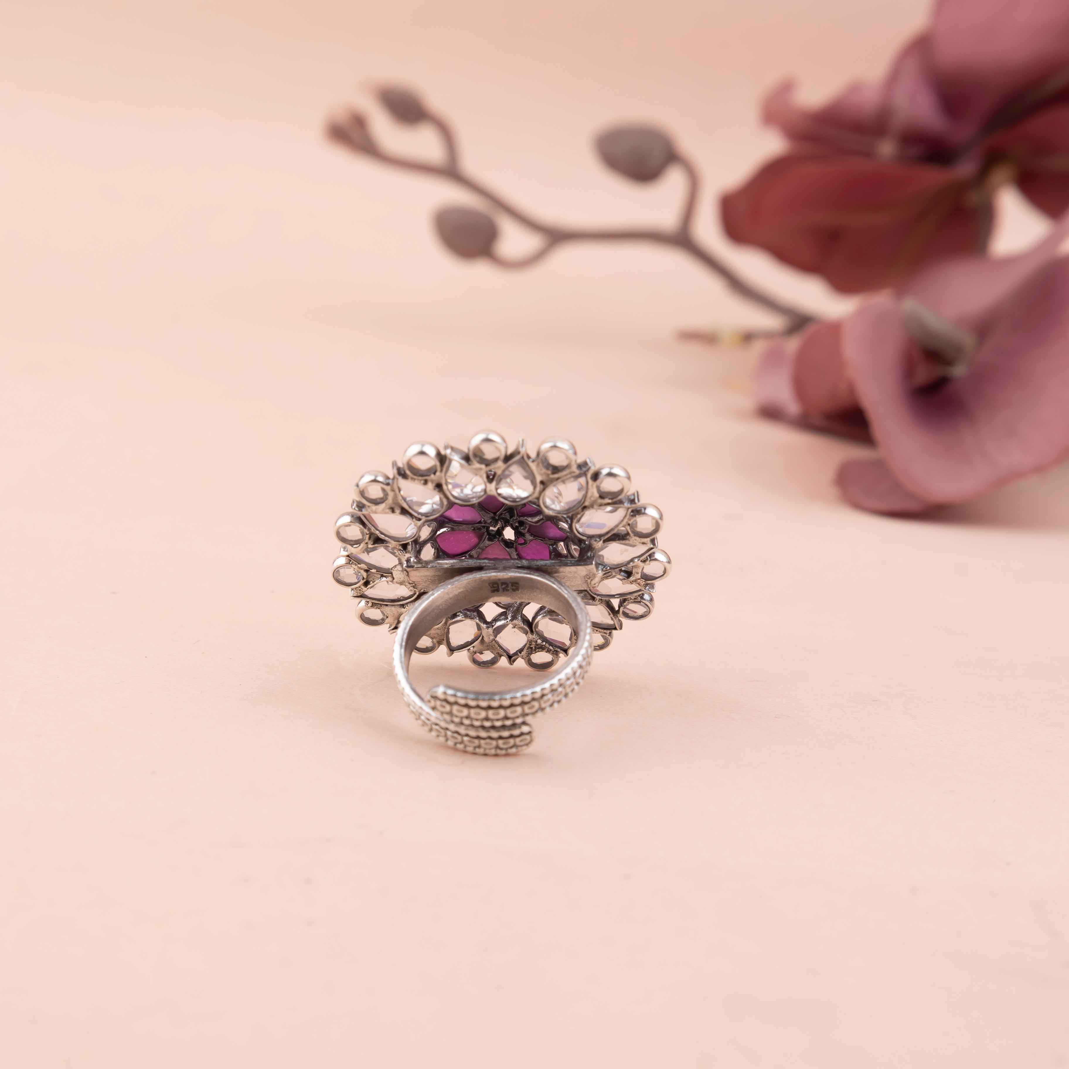 Essence Fine Flower Motif Scintillating Ring