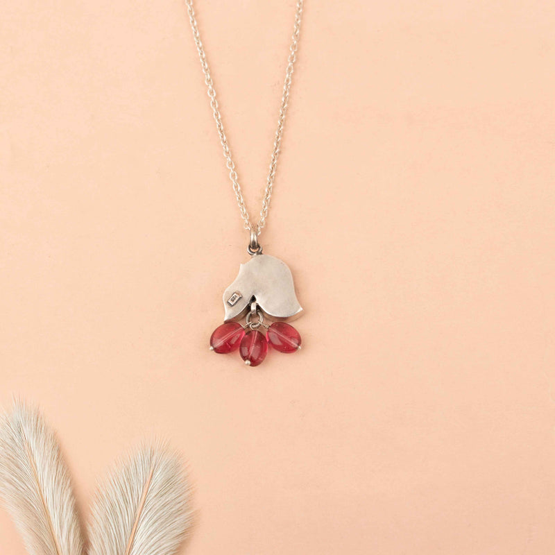 Essence Dual Leaf Kundan Pink Drop Necklace Earring Ring Set