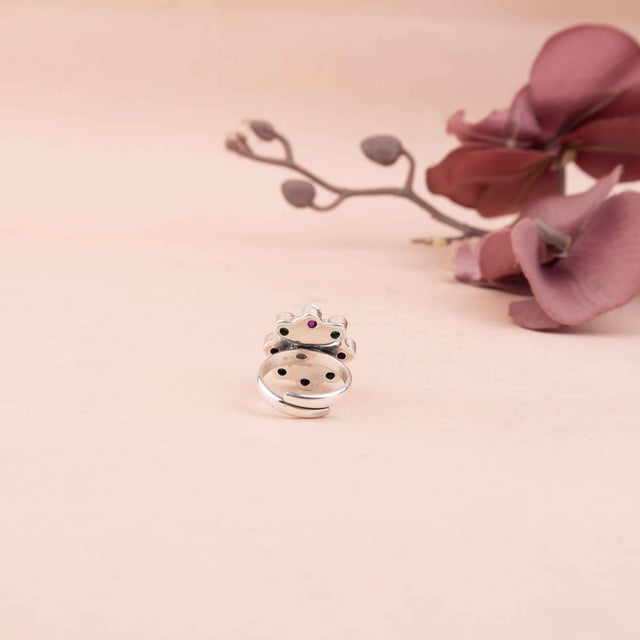 Essence Multicolored Stone Flower Ring
