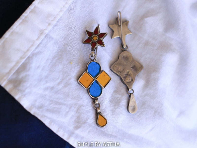 Dulari Glass Painted Fish-hook Earrings