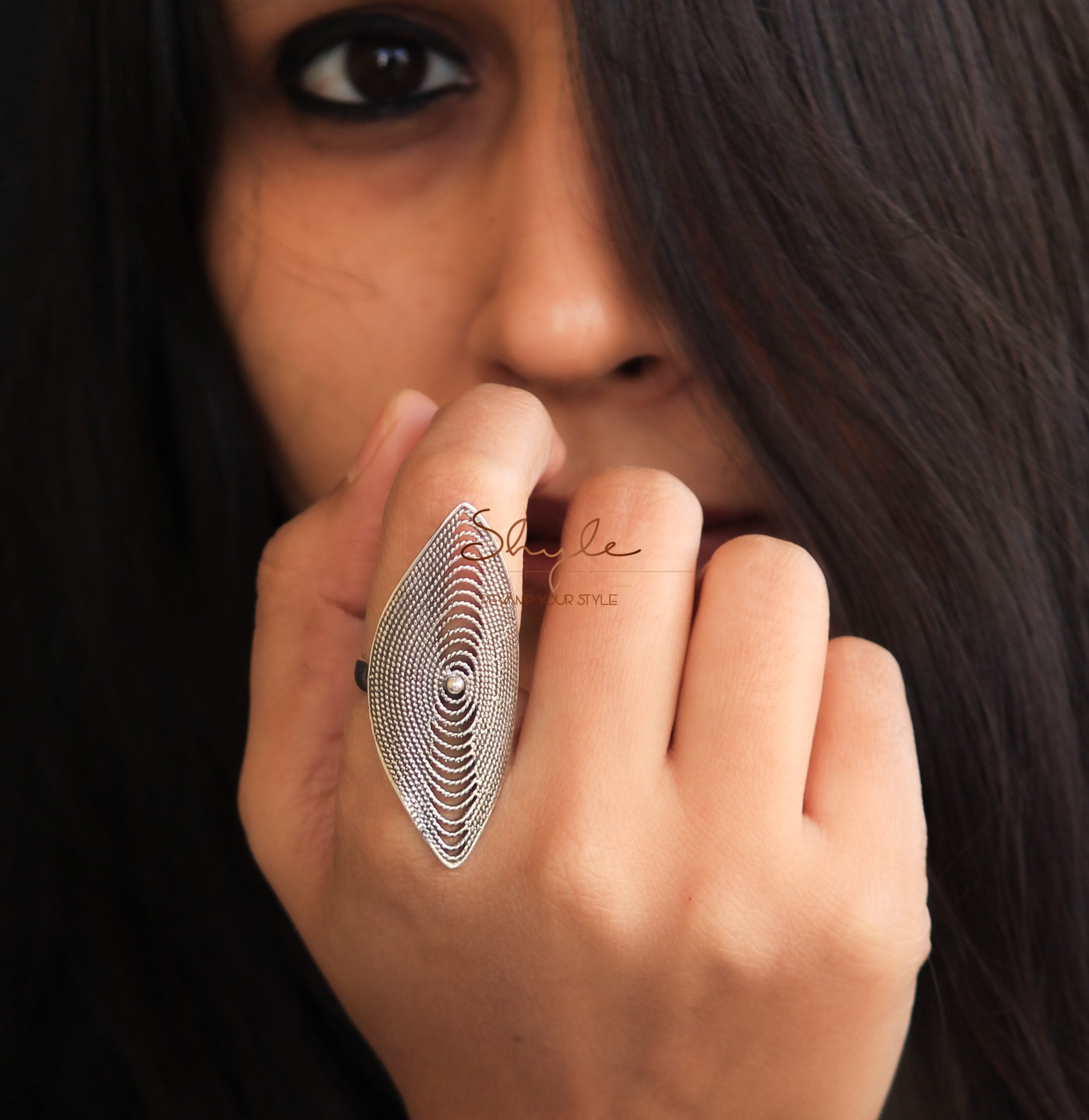 Adya Finely Carved Shadow Ring