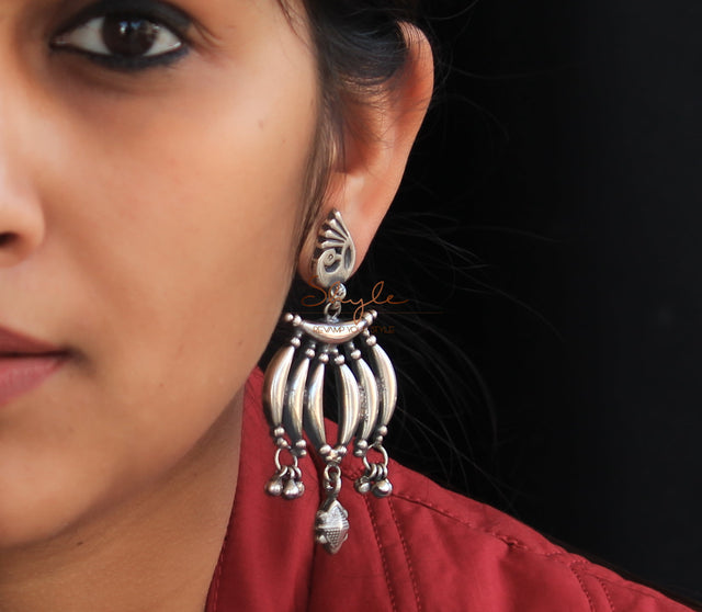 Mizoya Peacock Motif Quirky Earrings